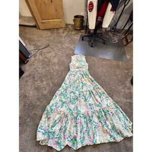 First Love by Lovely Day Floral Strapless Maxi Dress Women’s Smocked Boho Large